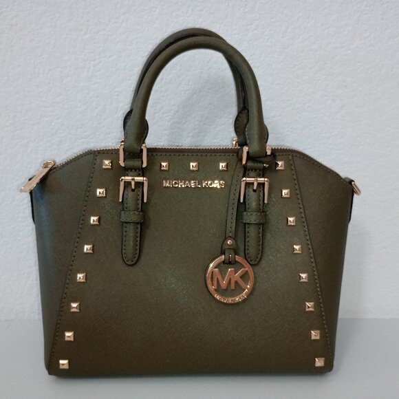 MICHAEL KORS- Olive Green Hand Bag With Matching Wallet - Picture 3 of 9